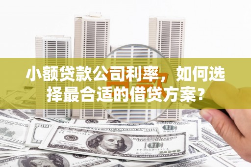 旬阳小额贷款公司利率，如何选择最合适的借贷方案？